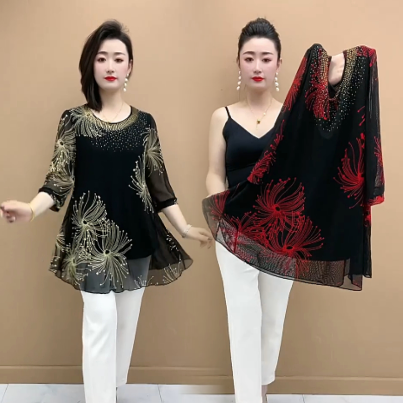 Divatos sifon ing hímzett virágokkal